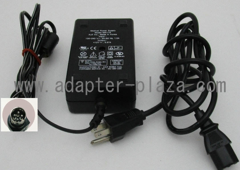 AULT KA1249F02 MW116KA1249F02 HPA-601250U3 12VDC 6.67A ac adapter Power Supply 4 Pin